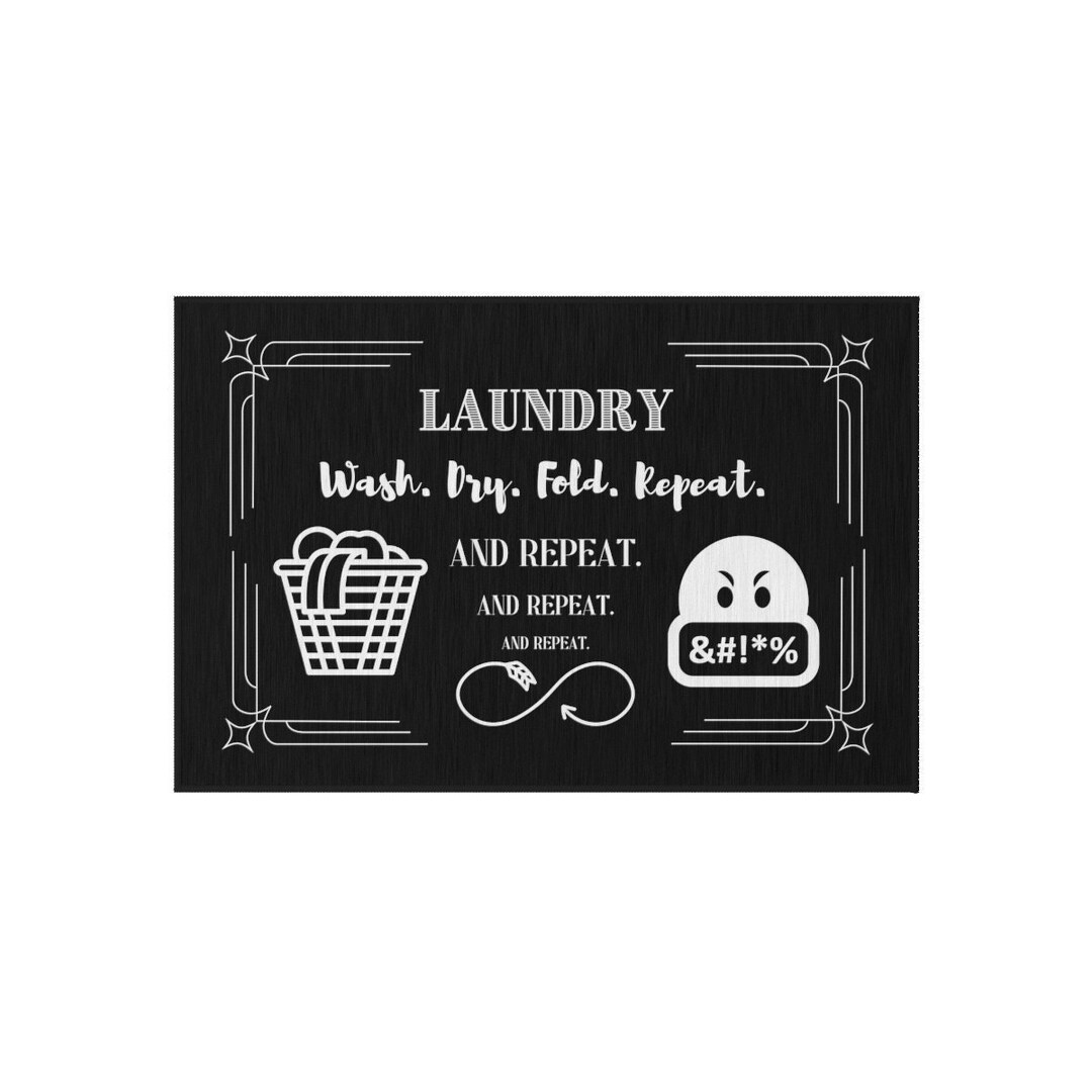 Laundry Room Rug 2x3 Black Laundry Room Nonskid Mat Laundry Etsy