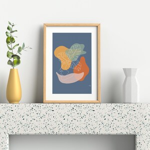 Blue Home Decor Wall Art | Trendy Art | Abstract Botanical Art | Houseplant Decor |