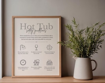 Skylt med säkerhetsregler för bubbelpool: Guide för gäster i semesterbostäder (utskrivbar PDF och Canva-mall)