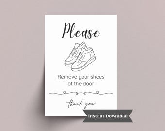 Please Remove Shoes Sign: Airbnb Entryway Decor (PDF Downloadable Print)