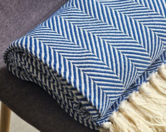 Traditional Portuguese Blanket, Cotton Blanket, Handwoven Throw, Rustic Farmhouse Decor, Boho Throw, Textile Decor, Soft Blanket, Mantas