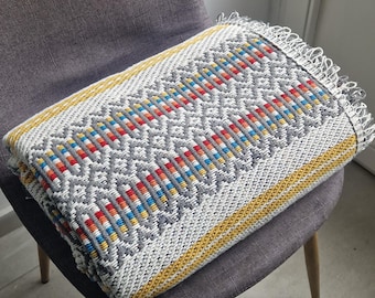 Manta tradicional portuguesa, manta de algodón, manta tejida a mano, decoración rústica de granja, manta bohemia, decoración textil, manta suave, colorida