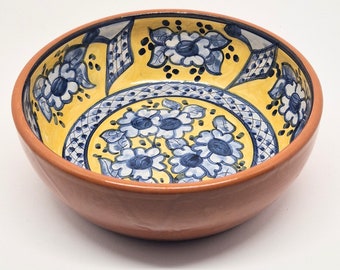 Keramik Obstschale, Typisch portugiesische Keramik, Keramikschale, Herzstück, Dekoschale, Salatschüssel, handbemalt, blau und weiß