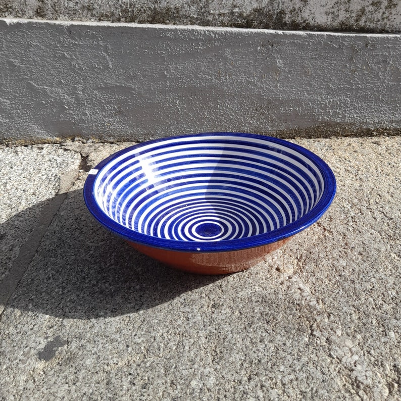 Salad Bowl, Portuguese Pottery, ceramic bowl, centerpiece, decorative bowl, fruit bowl, handpainted, blue and white