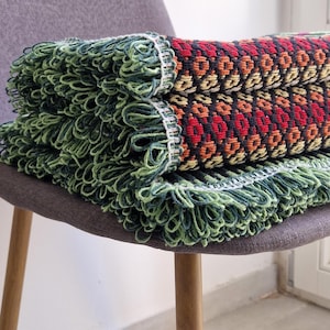 Manta tradicional portuguesa, manta de algodón, manta tejida a mano, decoración rústica de granja, manta bohemia, decoración textil, manta suave, mantas