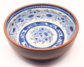 Frutero de Cerámica, Cerámica Típica Portuguesa, cuenco de cerámica, centro de mesa, cuenco decorativo, ensaladera, pintado a mano, azul y blanco