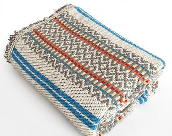 Handwoven Portuguese Cotton Blanket, Traditional Farmhouse Throw, Organic Textile Decor