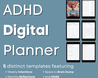 ADHD Digital Planner, Minimalist Productivity Journal (PDF)