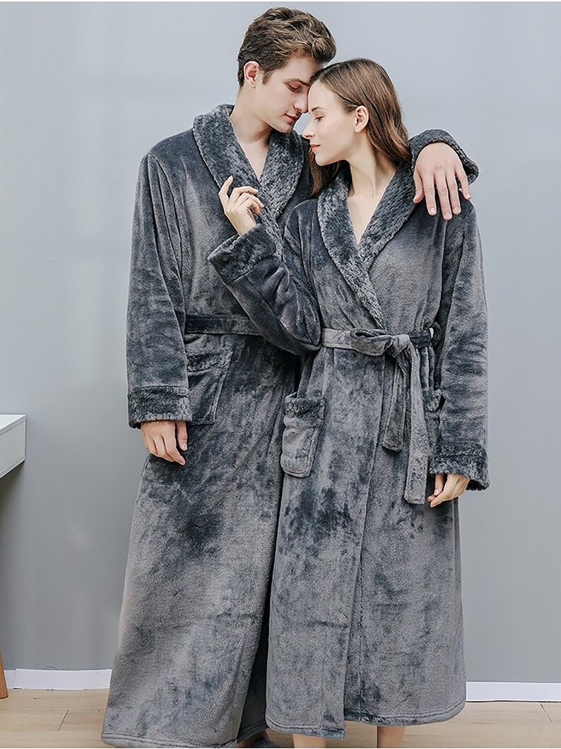 Personalized Robe Super Warm Plush Bathrobe Bathrobe Couple Bathrobe