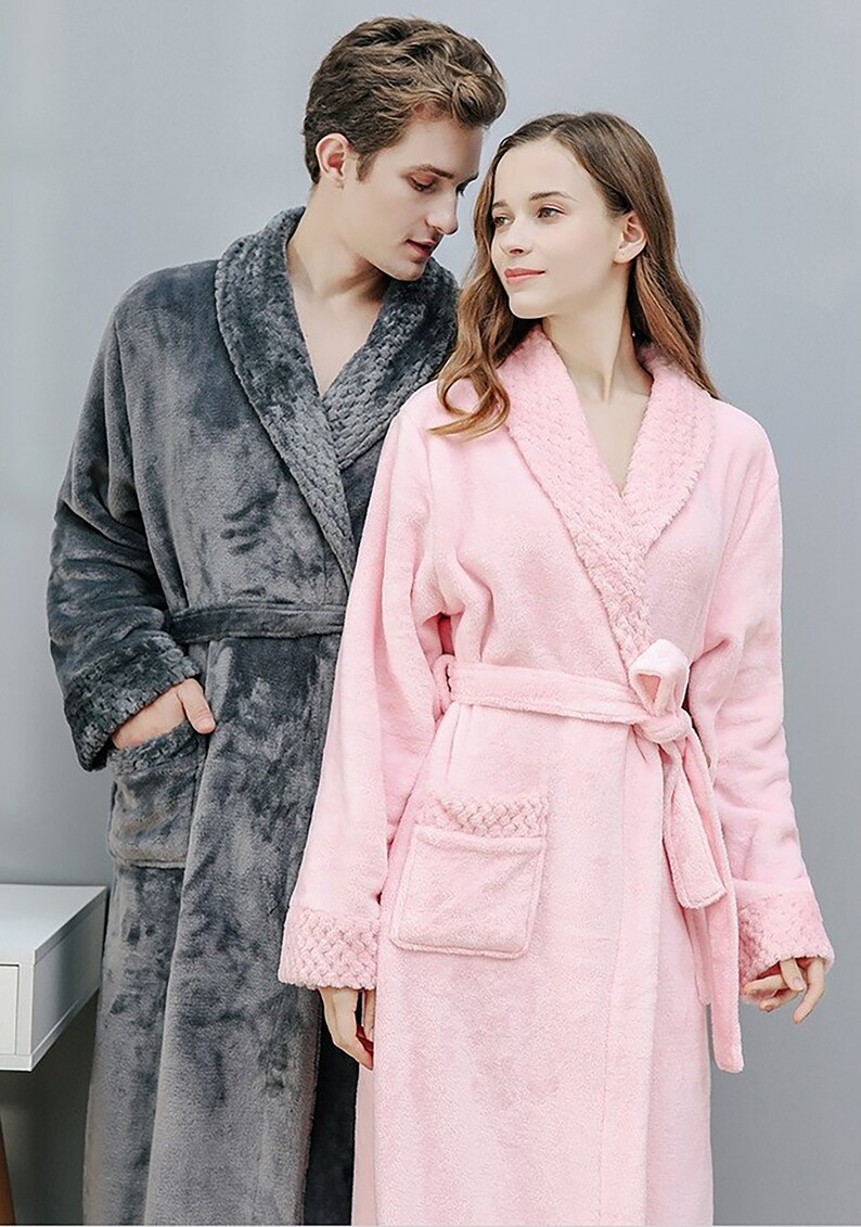 Personalized Robe Super Warm Plush Bathrobe Bathrobe Couple Bathrobe