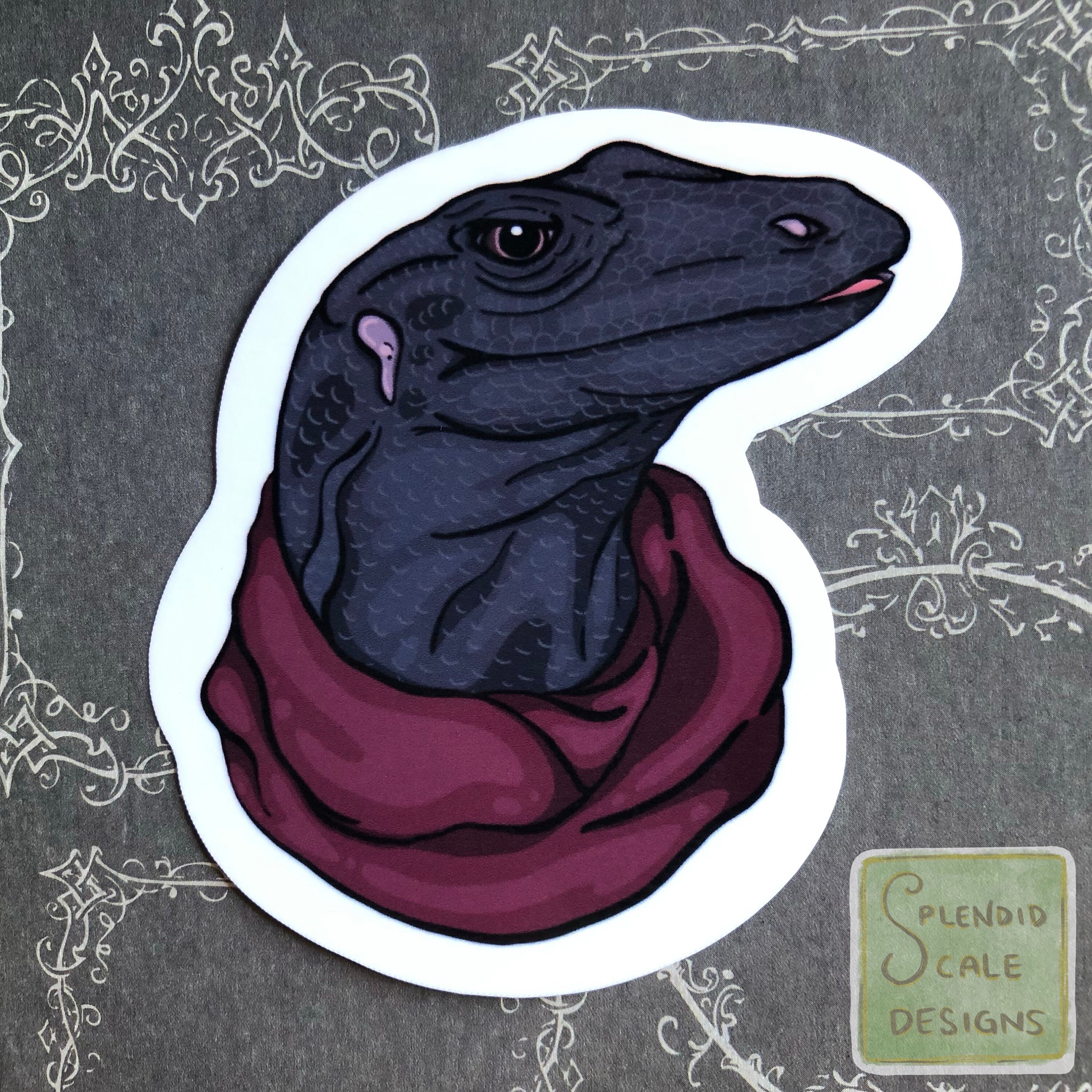 Black Dragon Melanistic Water Monitor Lizard Reptile Sticker - Etsy