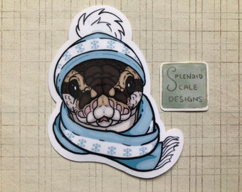 Ball Python in Winter Scarf and Hat Snake Reptile Sticker