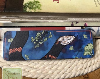 White Headed Fea Viper and Ginkgo Stormy Reptile Art Bookmark