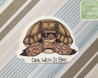 Deal With It Bro Funny Tortoise Turtle Reptile Sticker