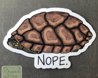 Nope Map Turtle Hiding in Shell Reptile Sticker