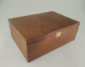Wooden box for holding documents,  A4 Size With Lid Closed with a Latch, The box is Hand Painted in Brown Color, Higher version of the box