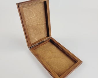 Wooden Small Rectangular Box, Hand Painted Wooden Box in Brown Color