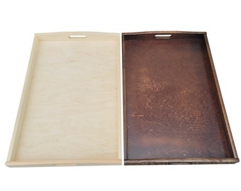 Large Wooden Tray a choice of a Tray Painted in Dark Brown and Unpainted, Kitchen Tray, Hand painted tray, Serving tray
