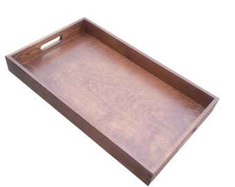 Large Wooden Tray in Brown Color, Kitchen Tray, Hand painted tray, Serving tray