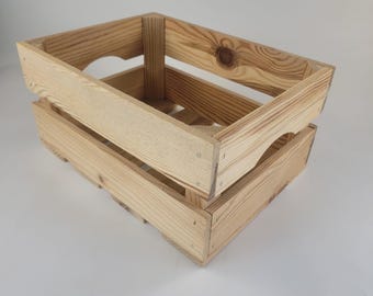 Wooden Crate, Wooden crate handmade from pine wood.  Unpainted, 14 cm High