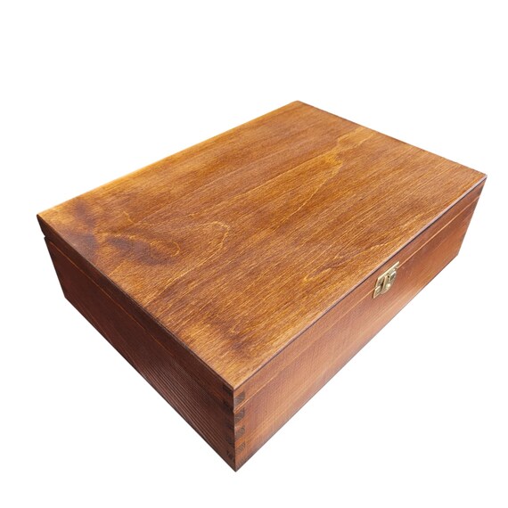 Unpainted Wooden Storage Box – A4 Size – Lockable Latch – Rectangular – Decoupage / Craft
