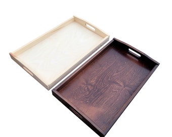 Wooden Tray a choice of a Tray Painted in Dark Brown and Unpainted, Kitchen Tray, Hand painted tray, Serving tray
