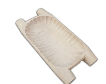 Wooden Hand Carved Platter for Fruit and Vegetable. Unpainted