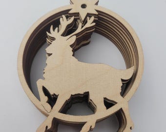 Wooden Christmas Baubles, Set of 10, Made of 3 mm plywood. Unpainted Christmas decoration, B10