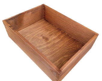 Wooden box without Lid for holding documents, A4 Size, Wooden box for documents, The box is Hand Painted in Brown Color