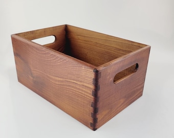Wooden Box/Organizer with Handles. Wooden Organizer, Hand Painted Wooden Box in Brown Color
