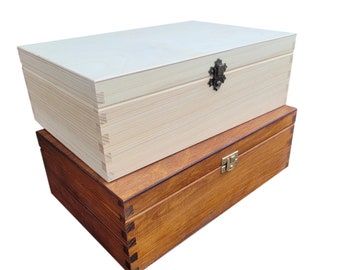 Wooden Box/Chest without Handles Painted and Unpainted Version . Wooden Jewelery Box, Hand Painted Wooden Box in Brown Color, Unpainted Box