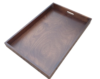 Wooden Large Tray 24 inch Long in Brown Color, hand painted