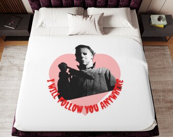 Michael Meyers blanket, horror movie watching blanket, scary movie, halloween blanket, birthday gift, halloween gift, girlfriend  gift,throw