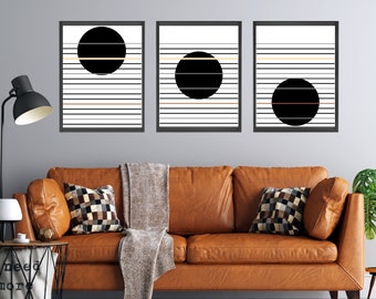Mid Century Modern Abstract Art Prints: Neutral Gallery Wall Set (Digital Download)