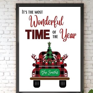 Custom Family Christmas Poster, Christmas Personalized Family Wall Art, It&#39;s The Most Wonderful Time Custom Print, Digital Download Poster