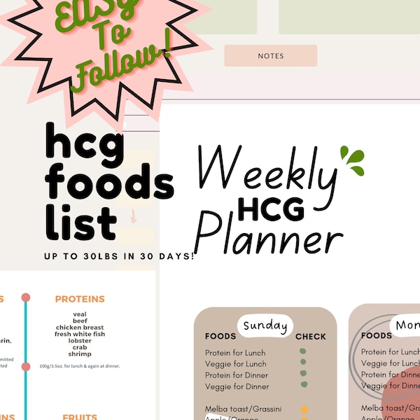 Easy to follow HCG Diet Monthly/Weekly Planner Download| PDF | File | HCG| Diet | Digital downloads | Diet planners | Lose weight