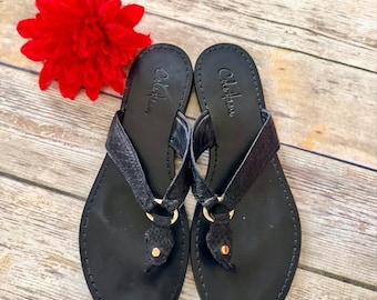 Cole Hann Leather Flip Flops-10.5