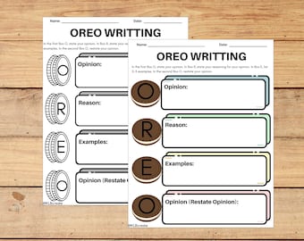 OREO Writing - Opinion/Reasons/Examples/Restate Opinion