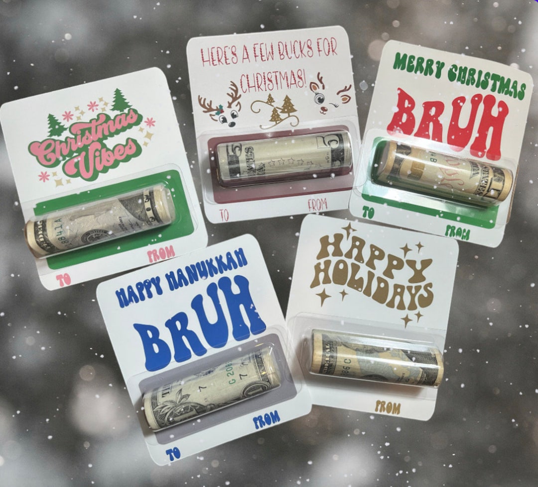 Holiday Money Holder Cards Christmas Bucks Bruh Christmas Etsy