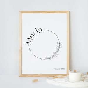 Poster nome personalizzato, poster nascita, regalo per nascita, compleanno, battesimo, comunione, baby shower, baby shower