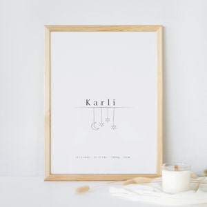 Cartel personalizado con nombre, cartel de nacimiento, regalo para nacimiento, cumpleaños, bautizo, comunión, baby shower, baby shower