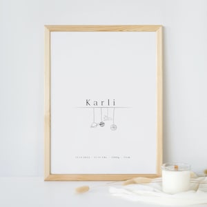 Personalisierbares Namensposter, Geburtsposter, Geschenk zur Geburt, Geburtstag, Taufe, Kommunion, Babyparty, Babyshower