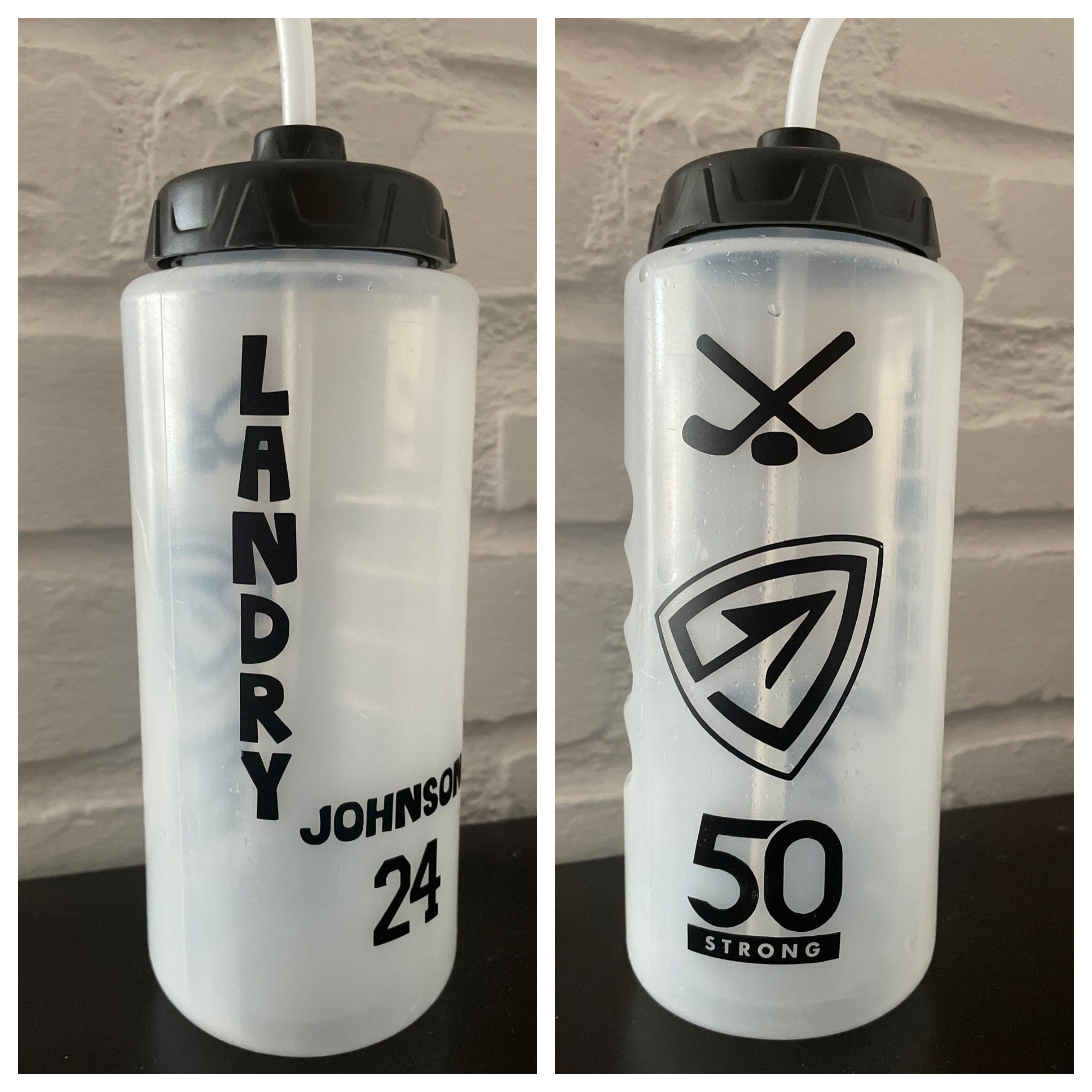 Personalized Hockey Water Bottle First Name, Last Name, Number, Hockey