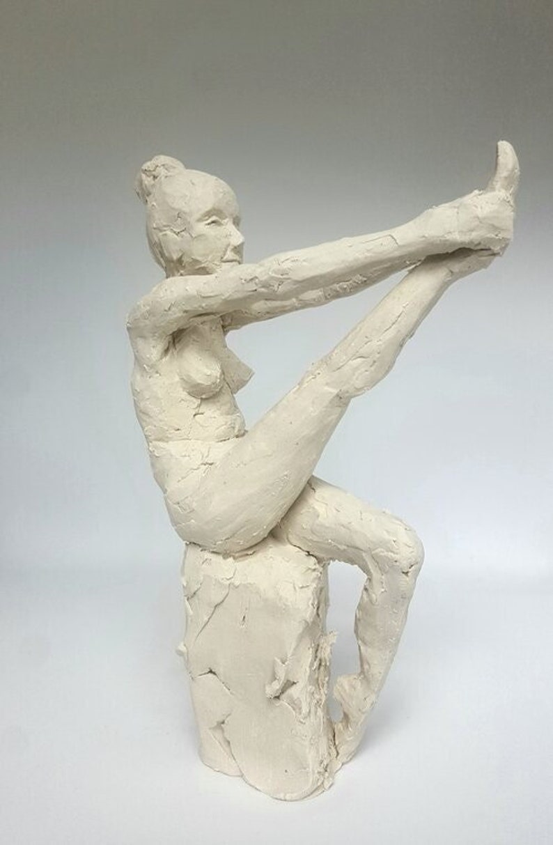 Stretching Female Figure Sculpture Decor Etsy