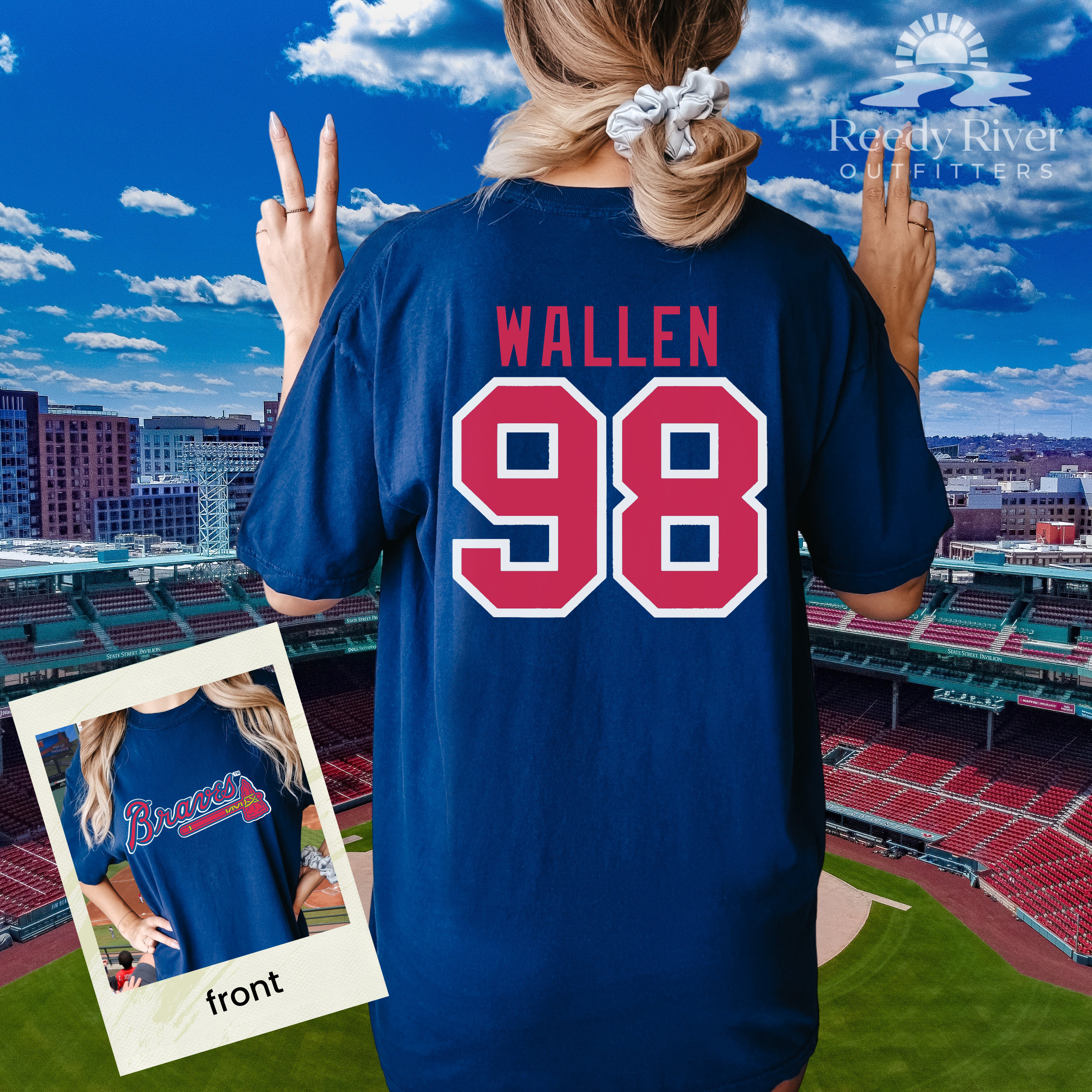 Profile Women's Black Red Atlanta Braves Plus Size Pop Fashion Button