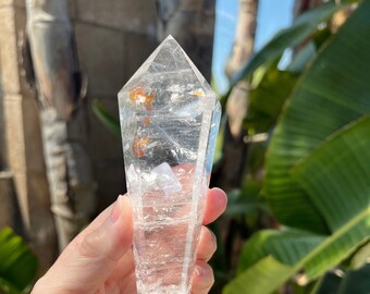 Quartz Crystal Scepter Wand with Golden Healer and a Rainbow! Power  Crystal!