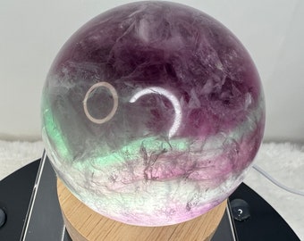 Rainbow Fluorite Crystal Sphere: Purple & Green, 80mm