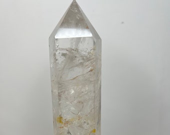 Torre de cristal de cuarzo con cristal poderoso hematoide Golden Healer