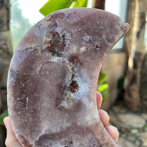 Pink Amethyst Quartz Crystal druzy moon with Portal