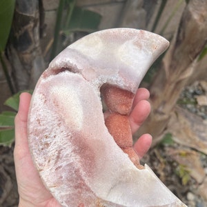 Brazilian Pink Amethyst Red Druzy Crystal Moon